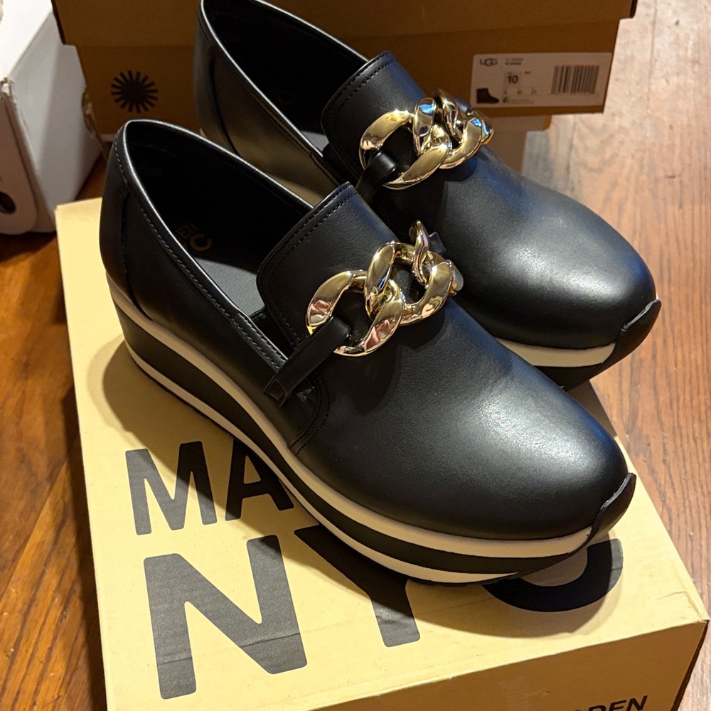 Steve Madden Platform Loafers with Gold Chain
